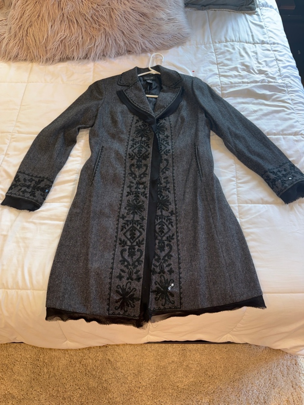 Focus 2000 Embroidered Long Coat - Gray size 6
